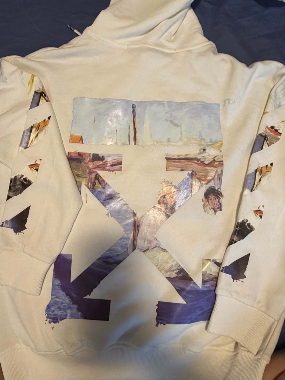 Off-White Cream Graphic Arrow Hoodie - Men size M